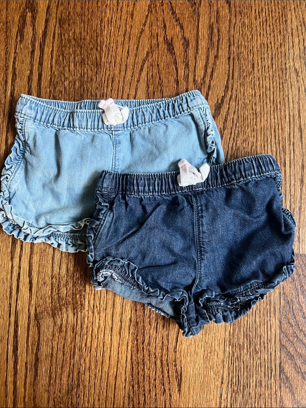jumping beans Light Blue & Dark Blue Denim Ruffle Shorts - Set of 2